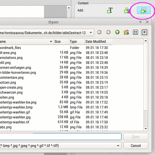 Able2Extract, Bilder einfügen