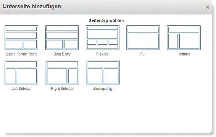 Beispielbild: Seitentyp wählen