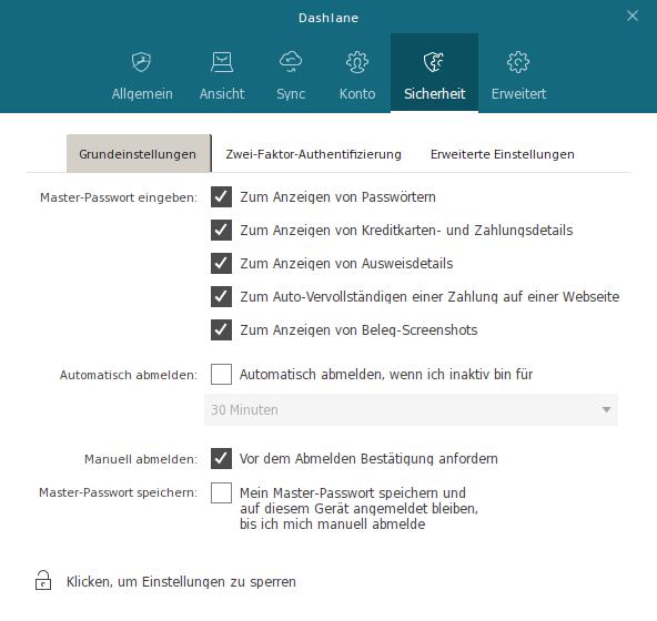Bild: Dashlane, Sicherheit