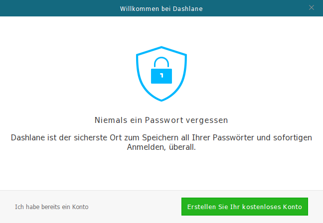 Bild: Dashlane, Startfenster