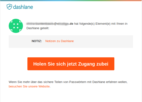 Bild: Dashlane, Zugang zu geteilten Inhalten