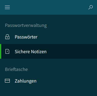 Bild: Dashlane, Seitenleiste der Web-App