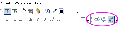 Symbolleiste Arbeitsmodus