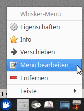 Whisker-Menü: Menü bearbeiten