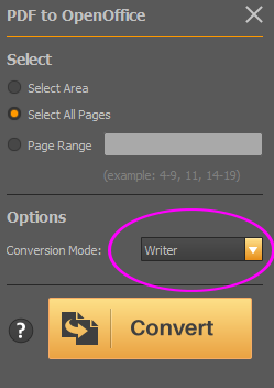 OpenOffice-Konvertierungsmodus