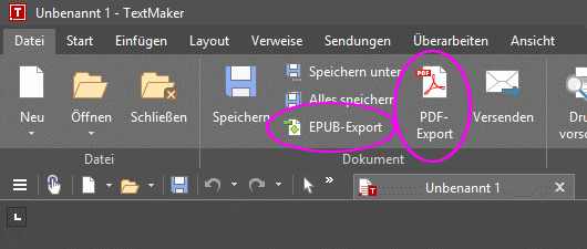 SoftMaker Office 2018, Export in PDF und EPUB