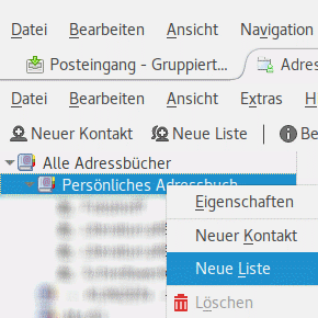 Thunderbird: Neue Verteilerliste