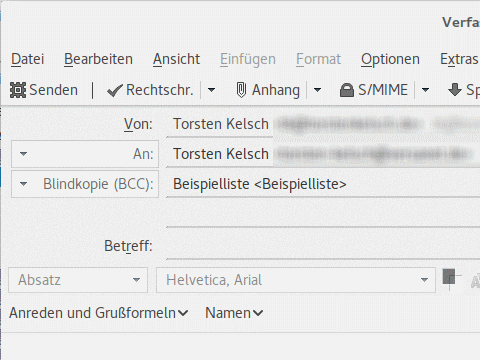 Thunderbird: Verteilerliste als BCC